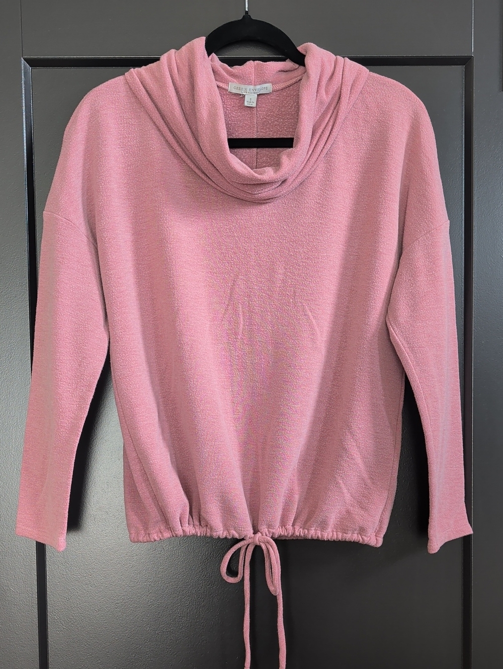 Dusty Rose Cowl-Neck Drawstring Sweatshirt